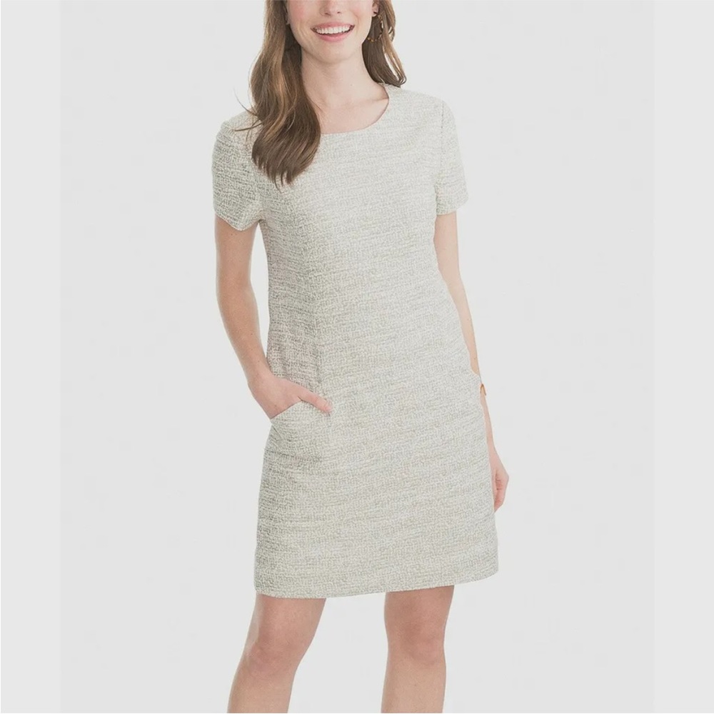 Southern Tide Seagrass Green Size 12 Tweed Shift Dress with Pockets